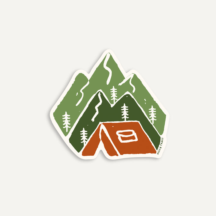 Mountain-In-Tent Sticker